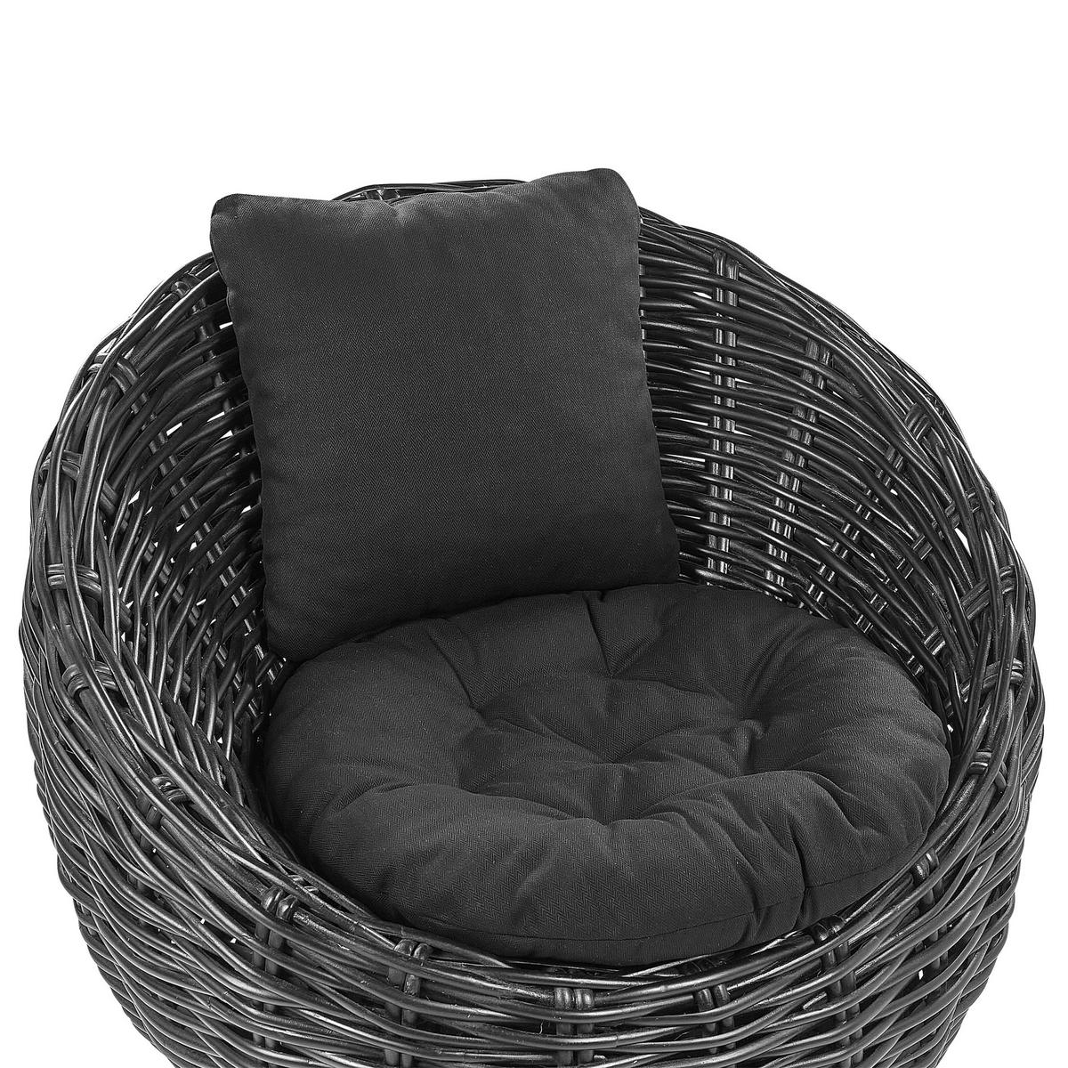 RATTANSTUHL Rattan schwarz Lerici - Schwarz, Naturmaterialien (97/80/55cm) - Beliani