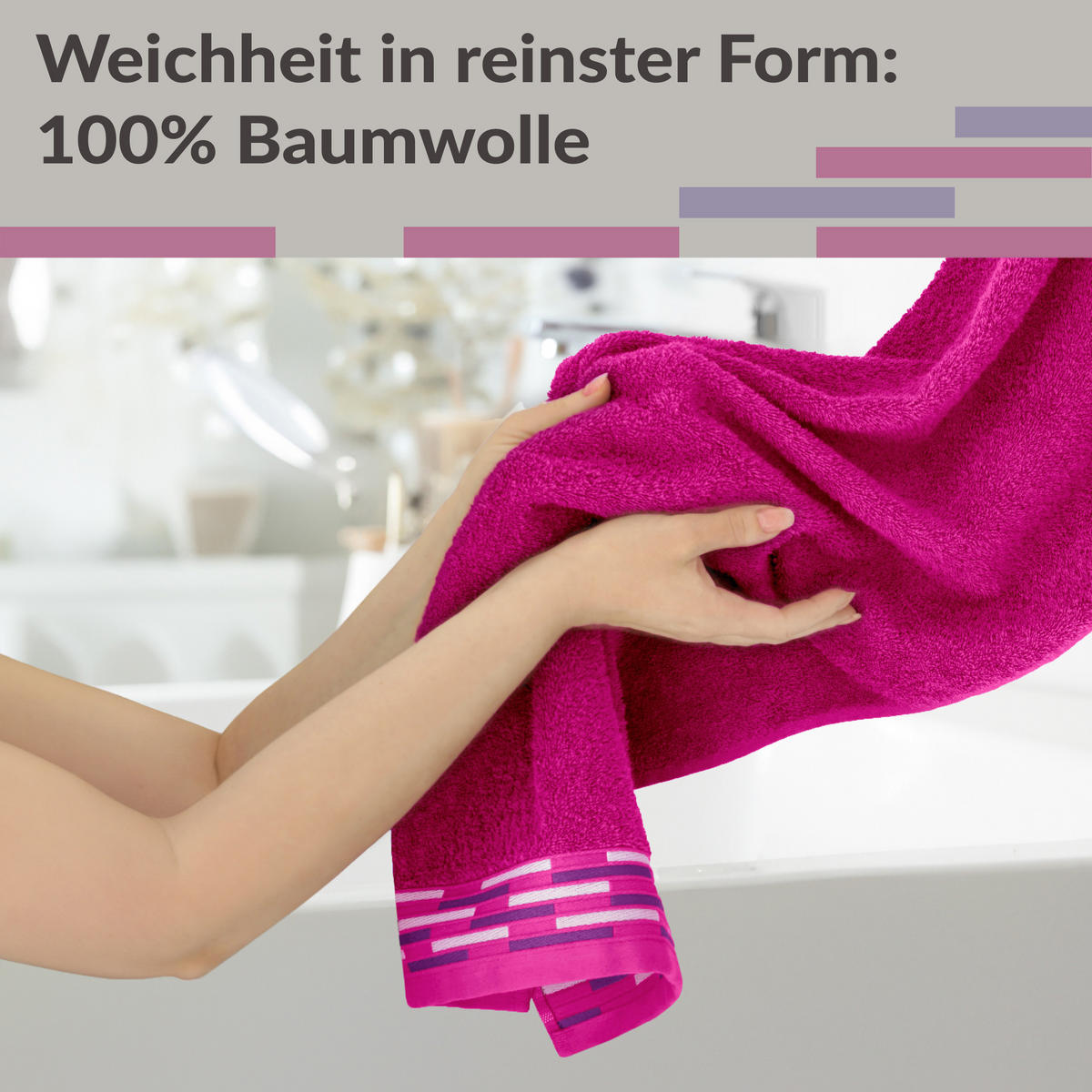 HANDTUCH Lugano Purpur 2er 50x100 cm - Pink, Textil (50/100cm) - Lashuma