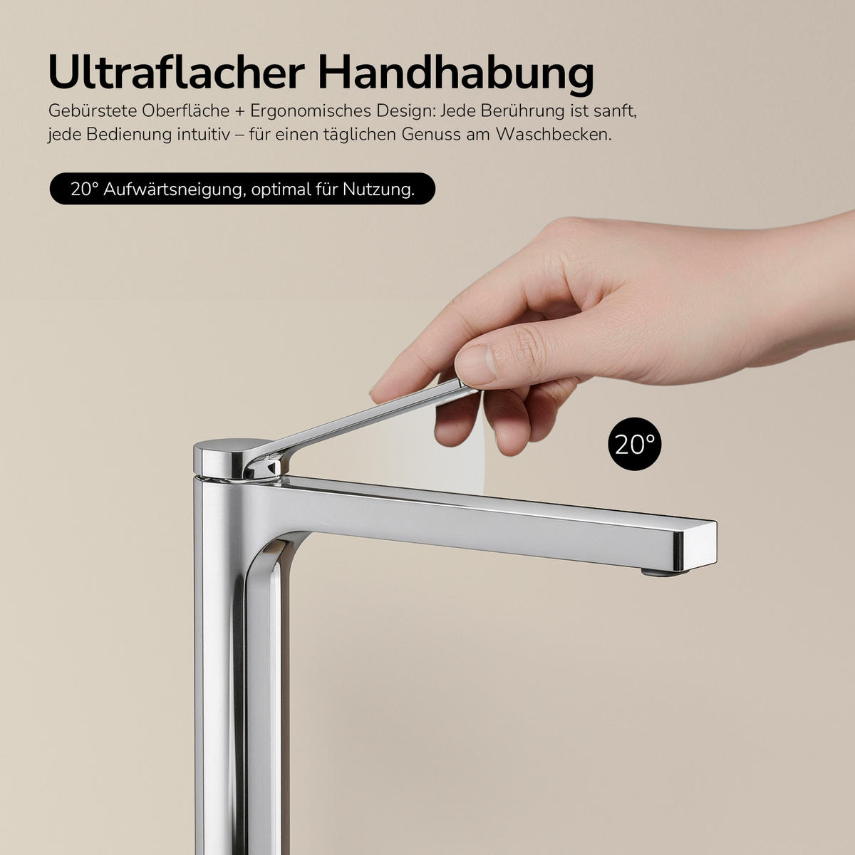 WASCHTISCHARMATUR mit Zertifiziertem Filterelement Verchromt Hoher Stil - Chromfarben, Metall (23.3/4.6/33.5cm) - EMKE