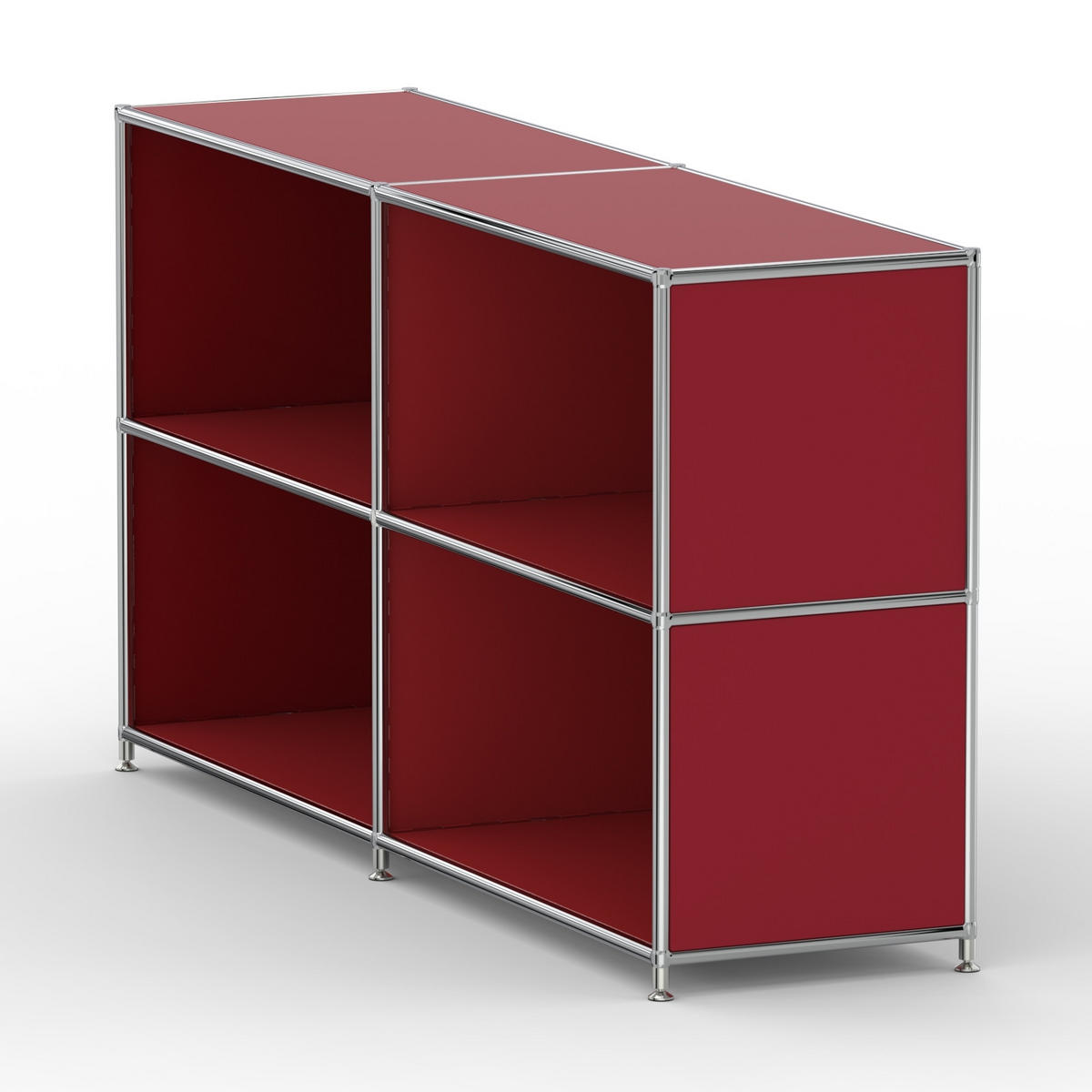 AKTENSCHRANK Büro, 4 offene Fächer, Breite 152 cm, Rubinrot - Chromfarben/Rot, Metall (40/80.5/152.2cm) - Versee