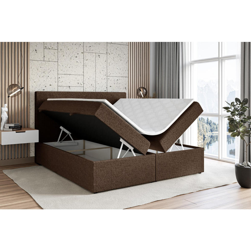 Thumbnail - Altdecor Boxbett, Braun, Holzwerkstoff, Höhe ca. 20 cm, 140x200 cm, Schlafzimmer, Betten, Boxspringbetten