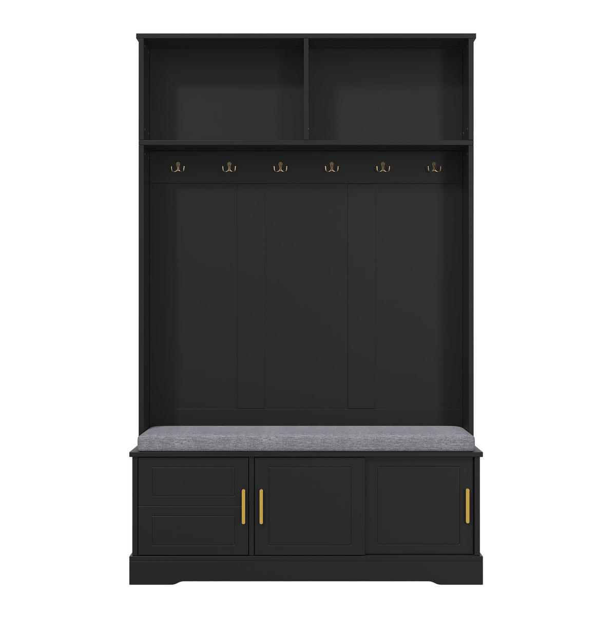 GARDEROBE 120/191/40 cm Schwarz aus Spanplatte mit Sitzbank und Schuhablage - Schwarz, Holzwerkstoff (40/191/120cm) - OKMYHOME