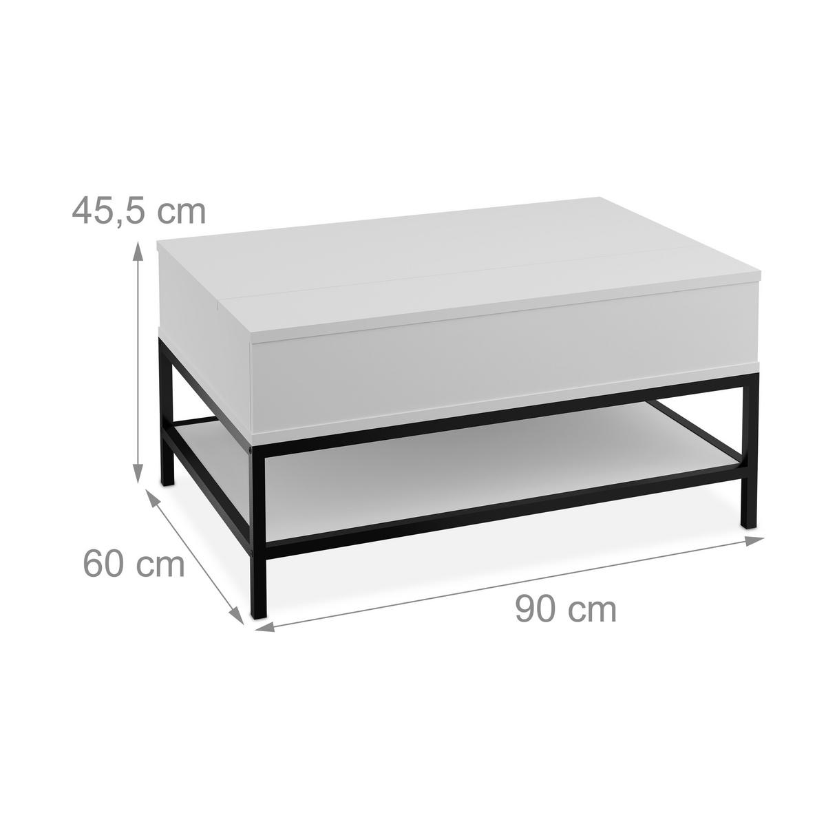 COUCHTISCH - Weiß, Holzwerkstoff/Metall (90/86.5/58cm) - Relaxdays