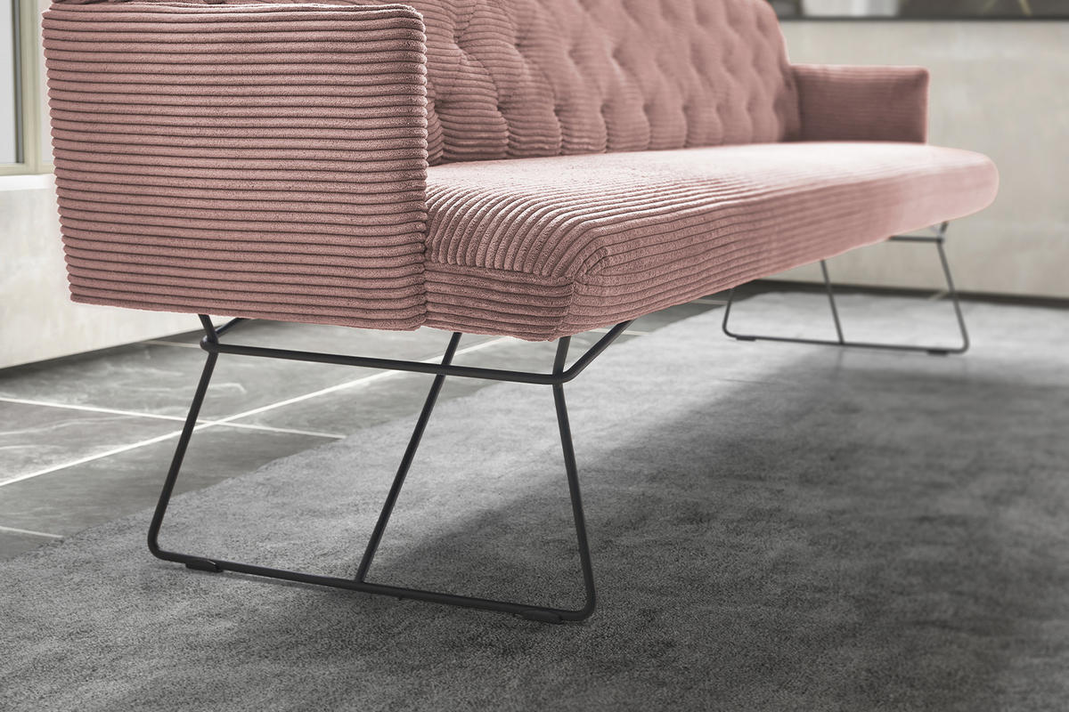 ESSZIMMERBANK CHARME Pink Cord - Pink/Rosa, Textil (246/85/69cm) - KAWOLA