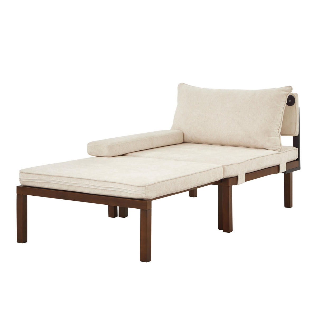 SCHLAFSESSEL 2-in-1 ausziehbar Velvet Beige mit USB Type-C - Beige, Holz (82/79/176cm) - Meubliv