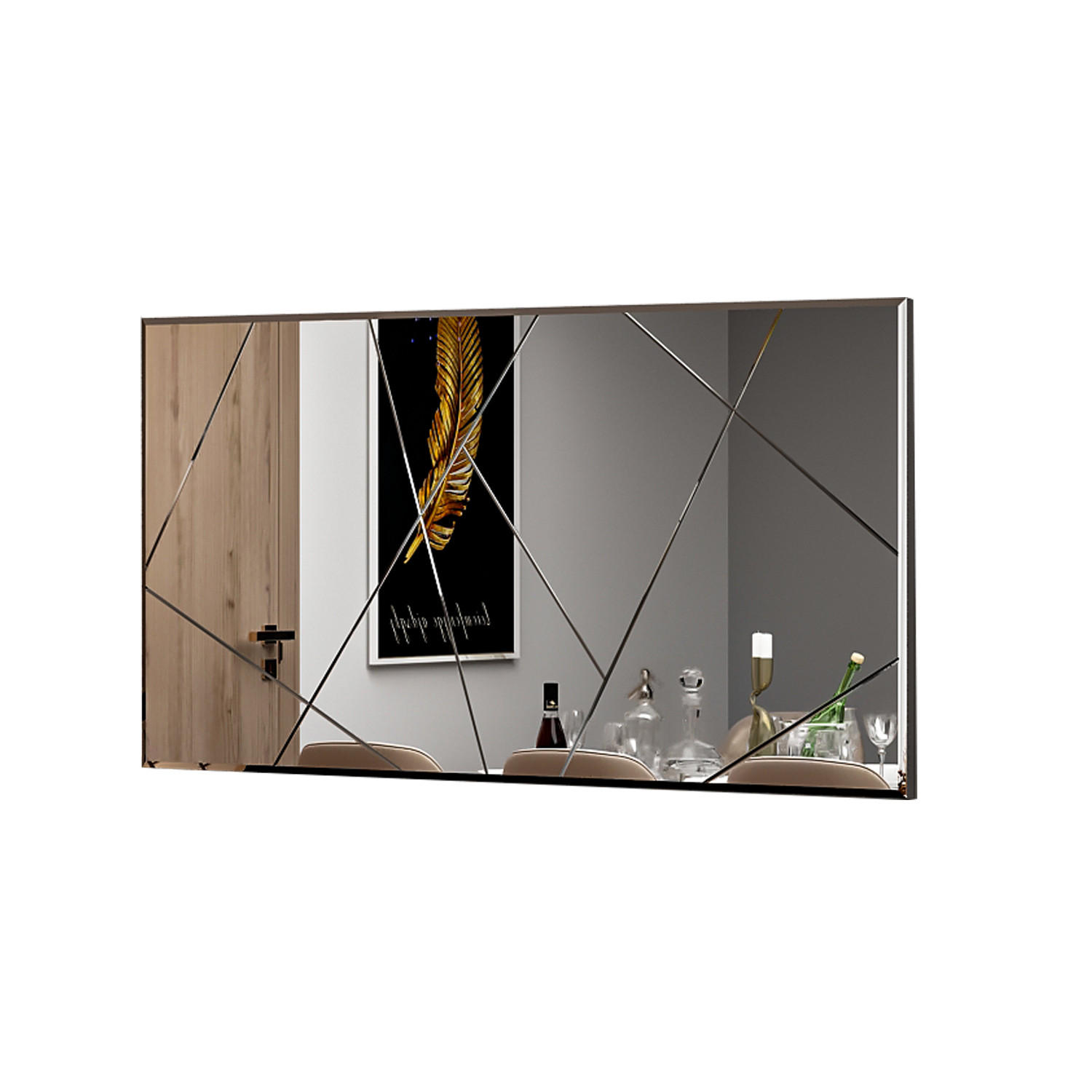 SPIEGEL Eilish Asymmetrisches Design 120x60 cm - Silberfarben, Holzwerkstoff (120/60/2.2cm) - moebel17