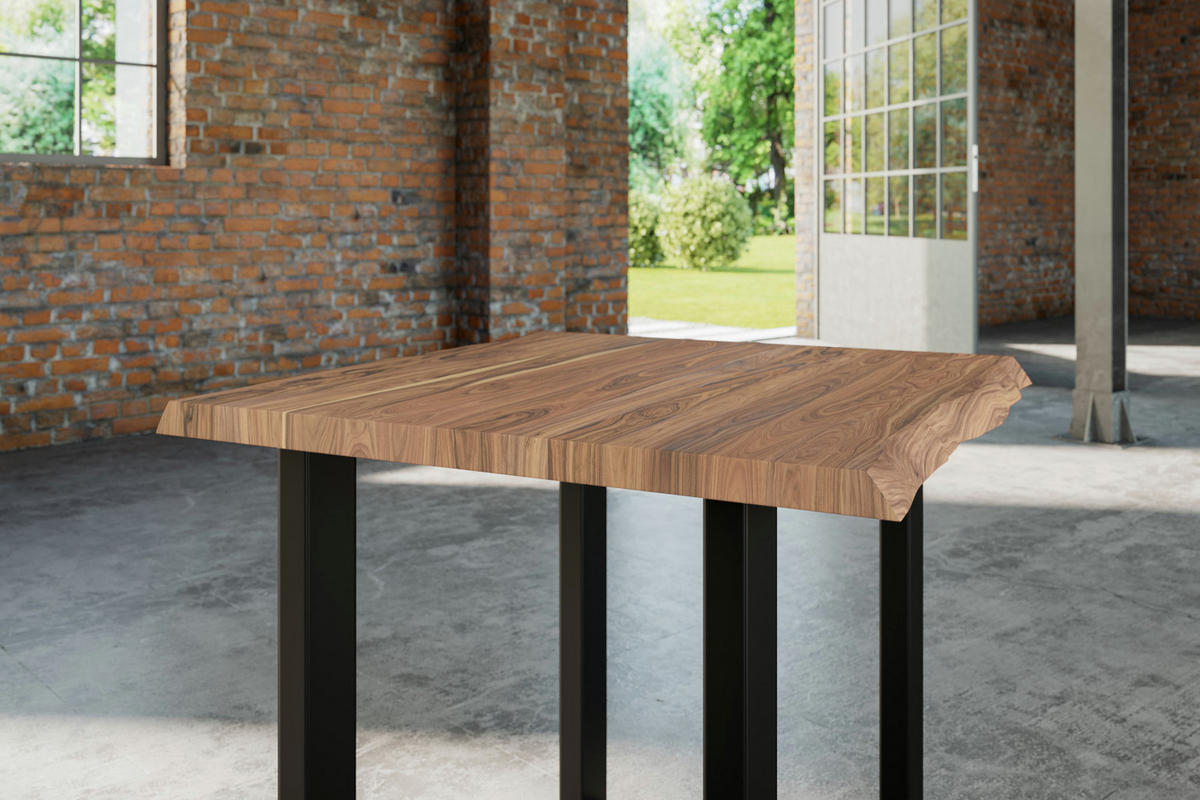 ESSTISCH LAUREN - Beige/Schwarz, Holz/Metall (80/80/77cm) - SAM