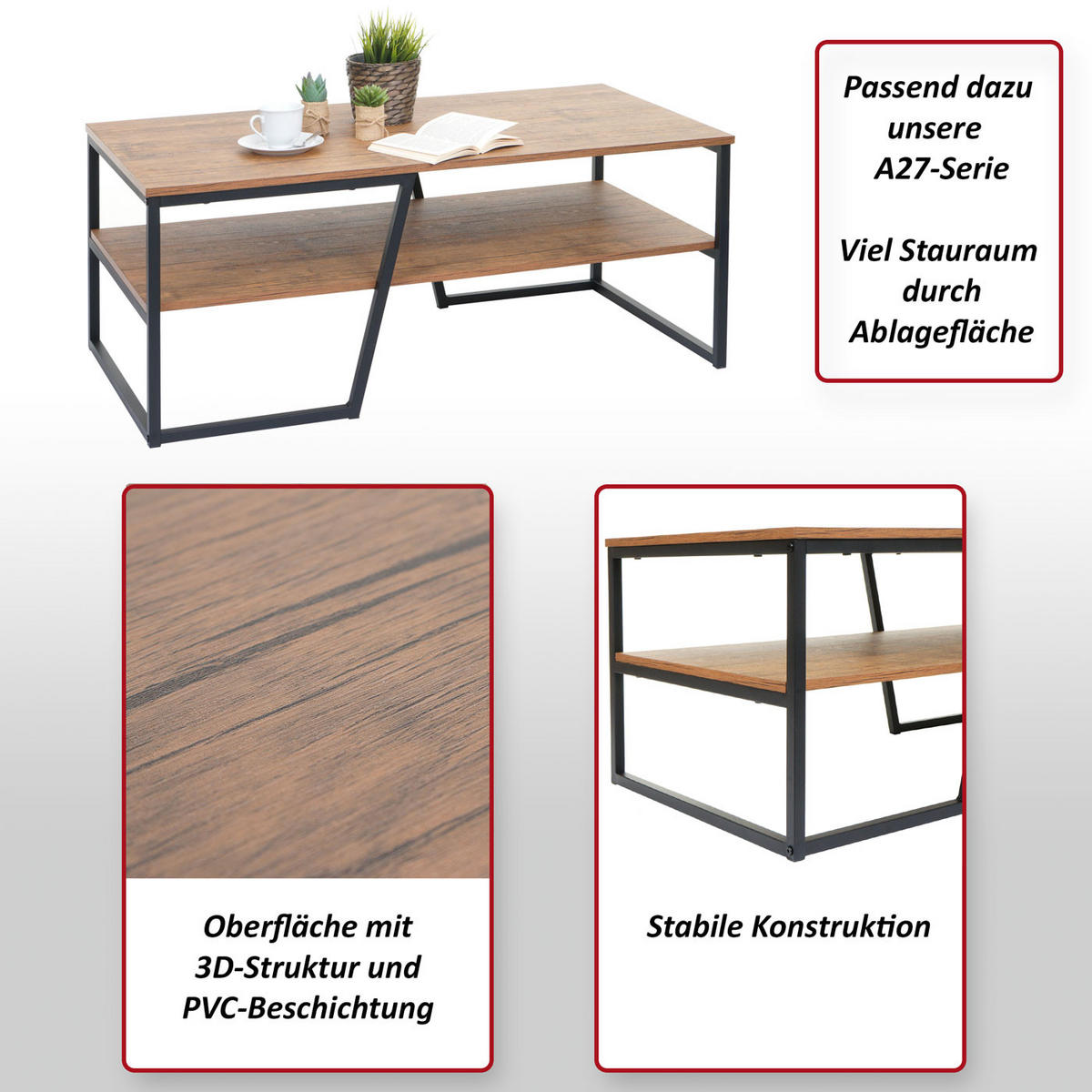 COUCHTISCH rechteckig Braun - Braun, Holzwerkstoff (60/110/46cm) - MCW