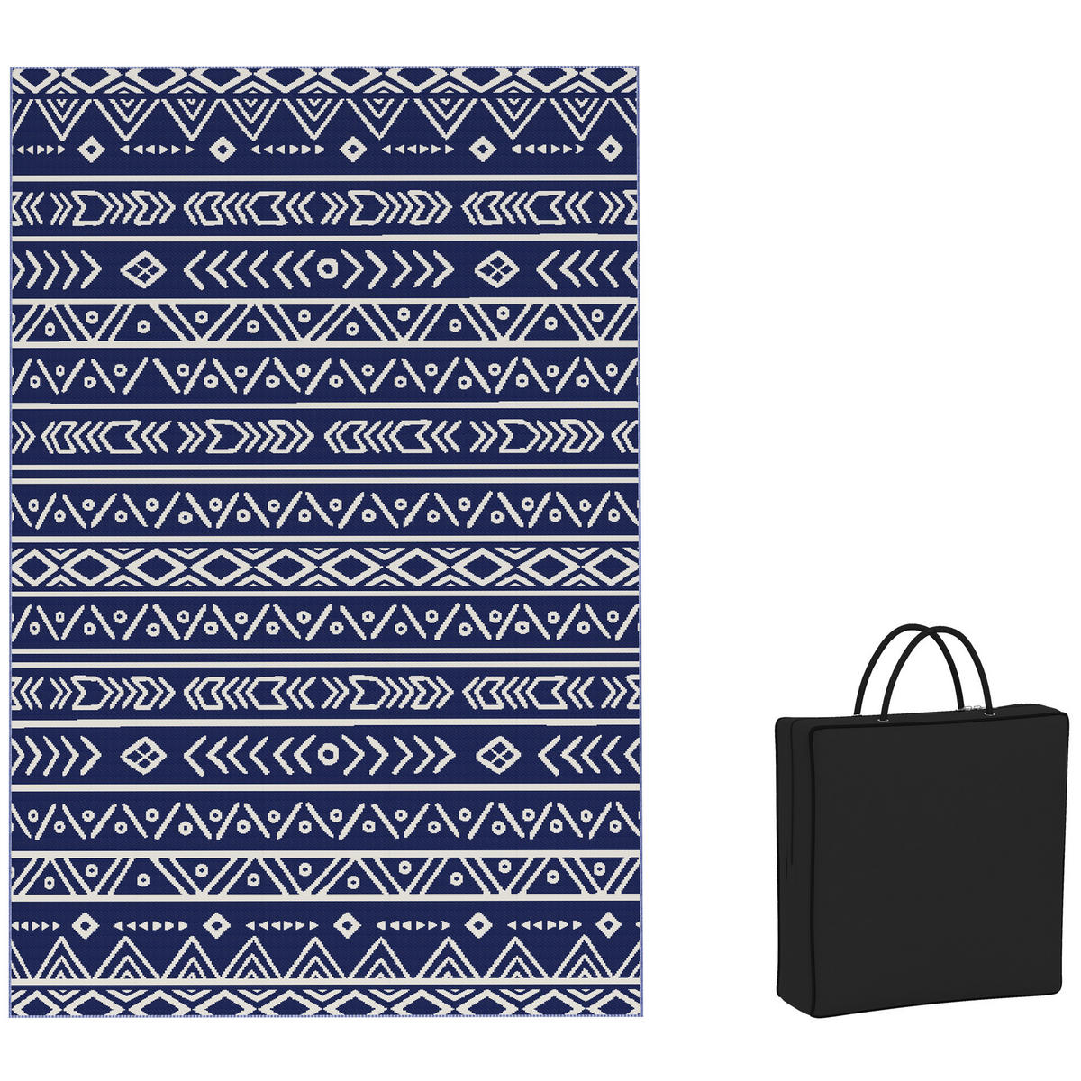 OUTDOOR-TEPPICH robuster Wetterfest Outdoorteppich - Blau, Kunststoff (274/182cm) - Outsunny