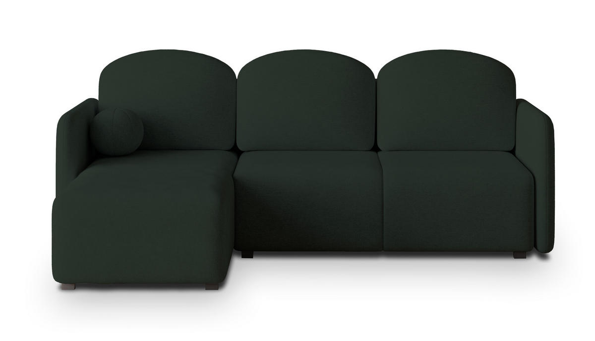 ECKSOFA SUVINO Grün Geflochtener Stoff mit Schlaffunktion - Grün, Holz (230/143cm) - MASSENO