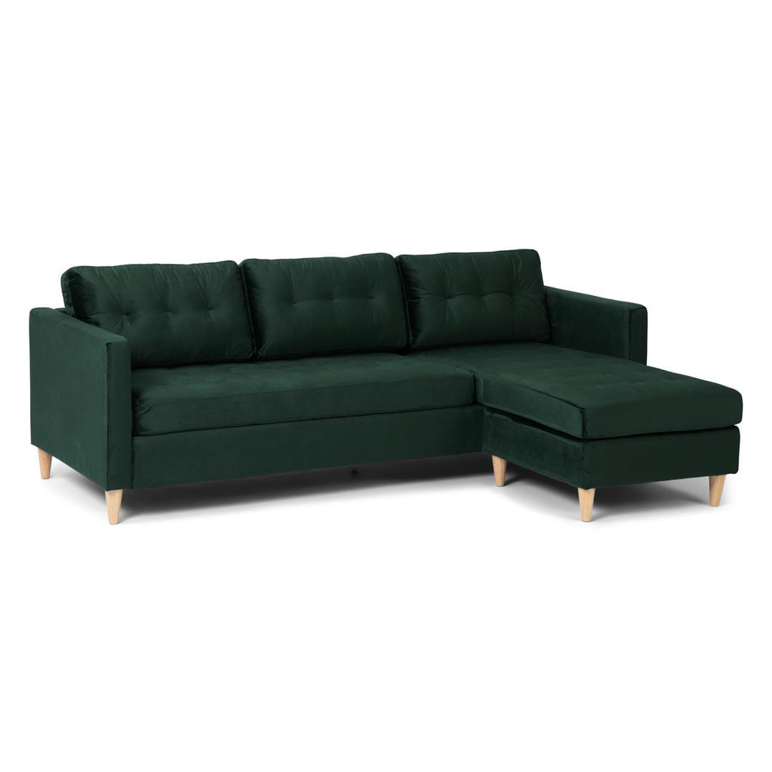 ECKSOFA Velours grün - Grün, Textil (219/151cm) - ebuy24