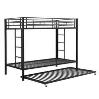 ETAGENBETT 90x200cm mit Ausziehbett in Schwarz - Schwarz, Metall (90/200cm) - KOMHTOM