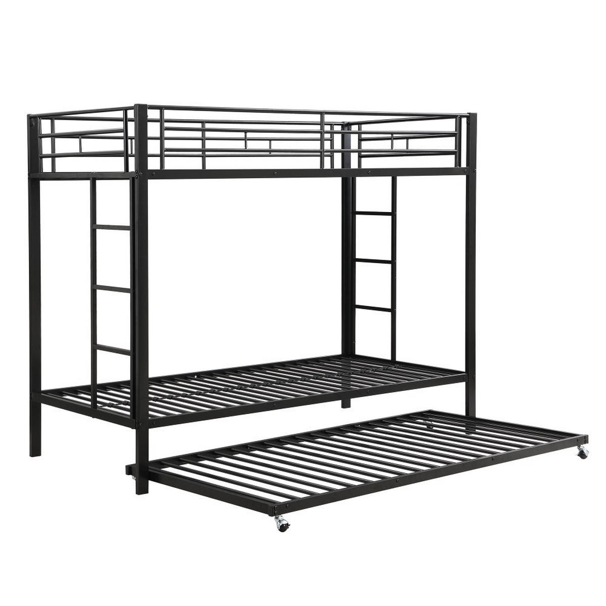 ETAGENBETT 90x200cm mit Ausziehbett in Schwarz - Schwarz, Metall (90/200cm) - KOMHTOM
