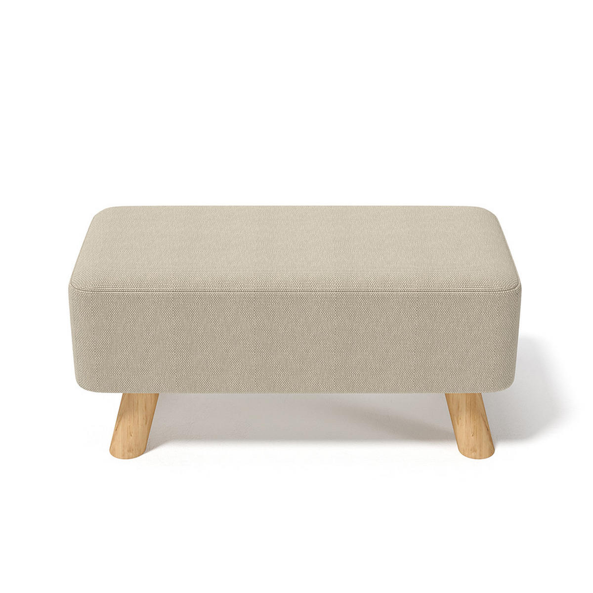 POLSTERHOCKER 57/28/25.7 cm Rechteckig Eichenholzbeine Leinen Beige - Beige/Naturfarben, Eichenholz/Holz (57/25.7/28cm) - Livingandhome