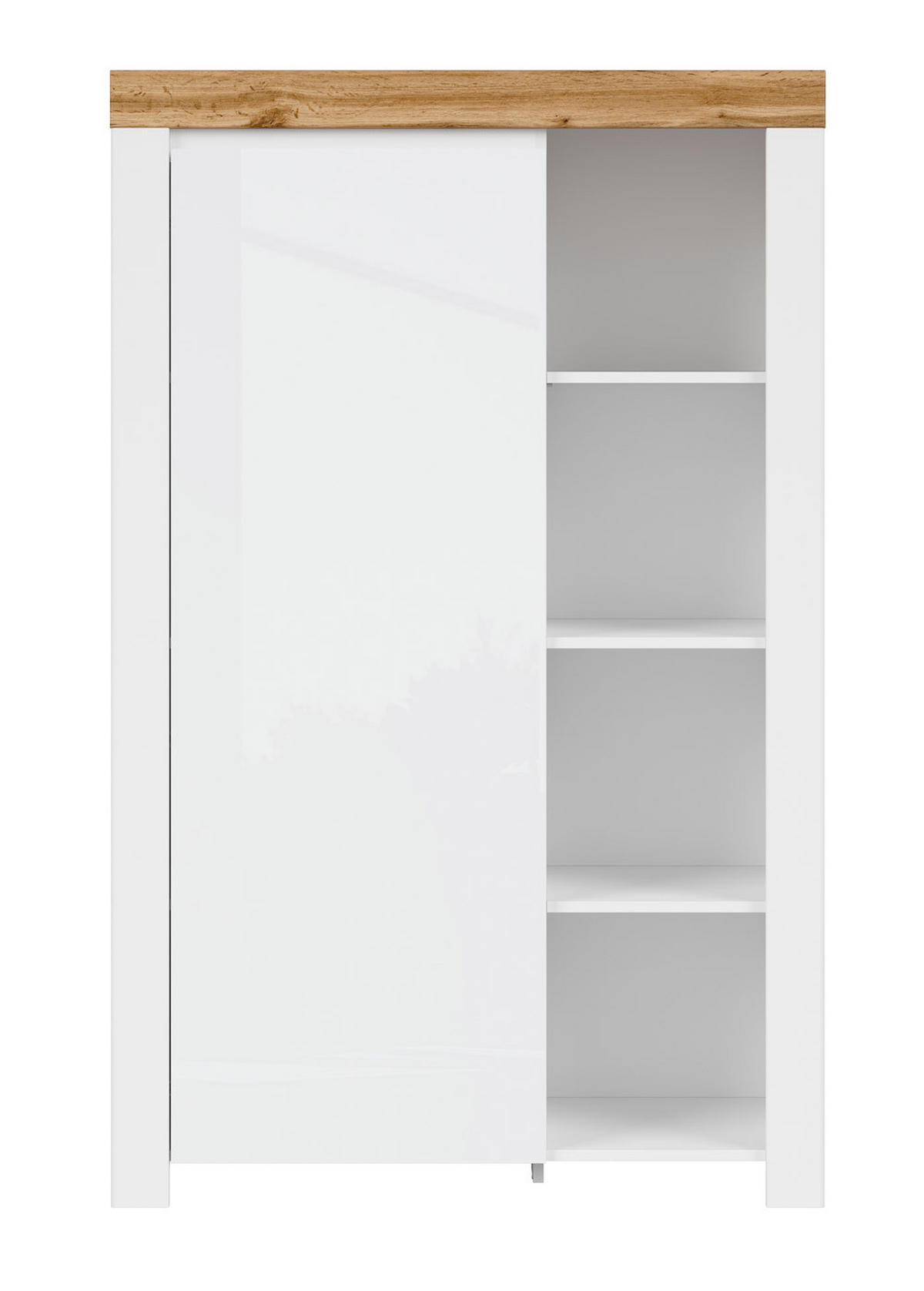 HIGHBOARD Holten weiß Hochglanz / Eiche Wotan 98 / 42 / 156,5cm - Weiß Hochglanz/Eiche Wotan, Holzwerkstoff (98/157/42cm) - Feldmann-Wohnen
