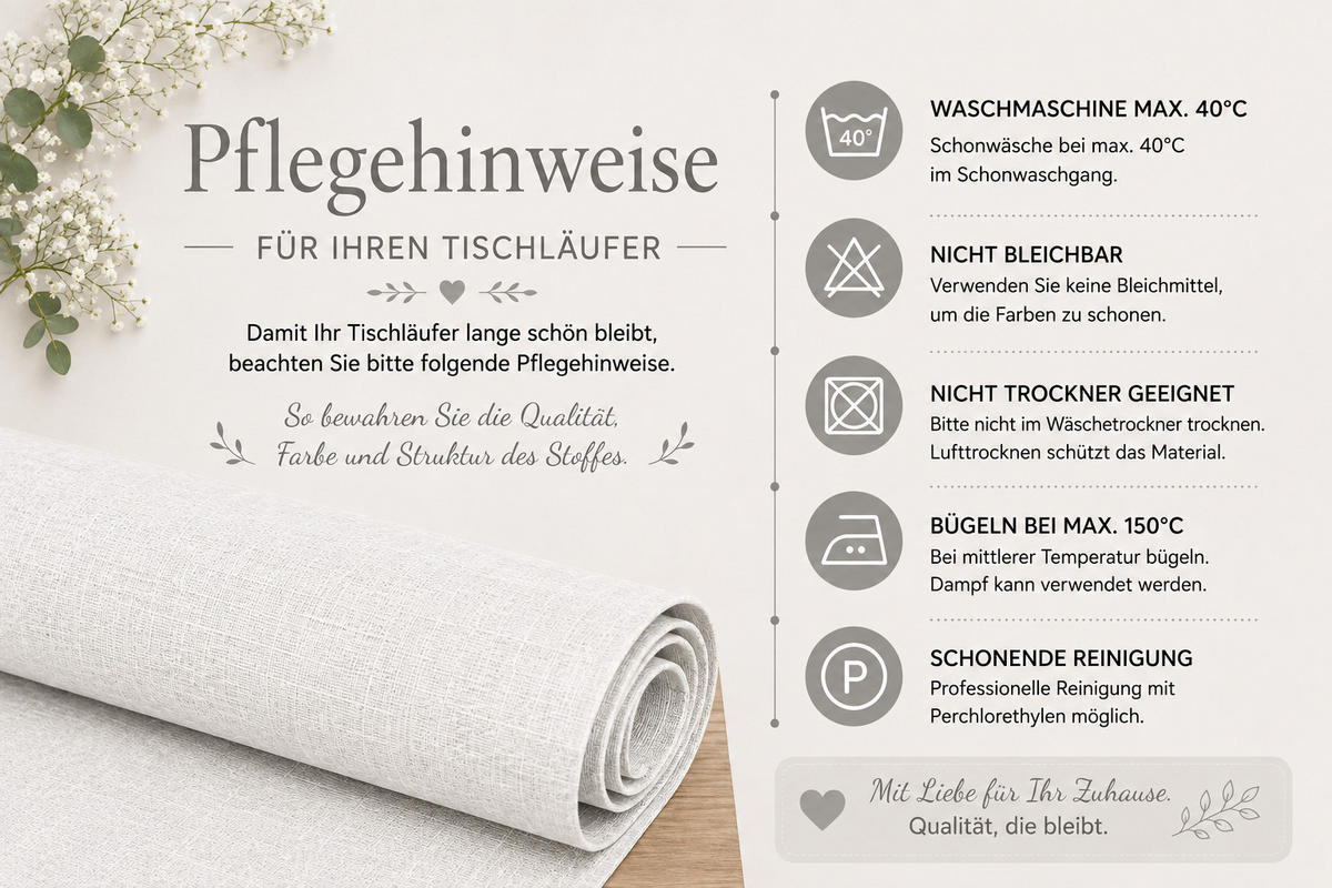 TISCHLÄUFER 40/100 cm Weiß Leinenoptik - Weiß, Textil (40/100cm) - TiborTex
