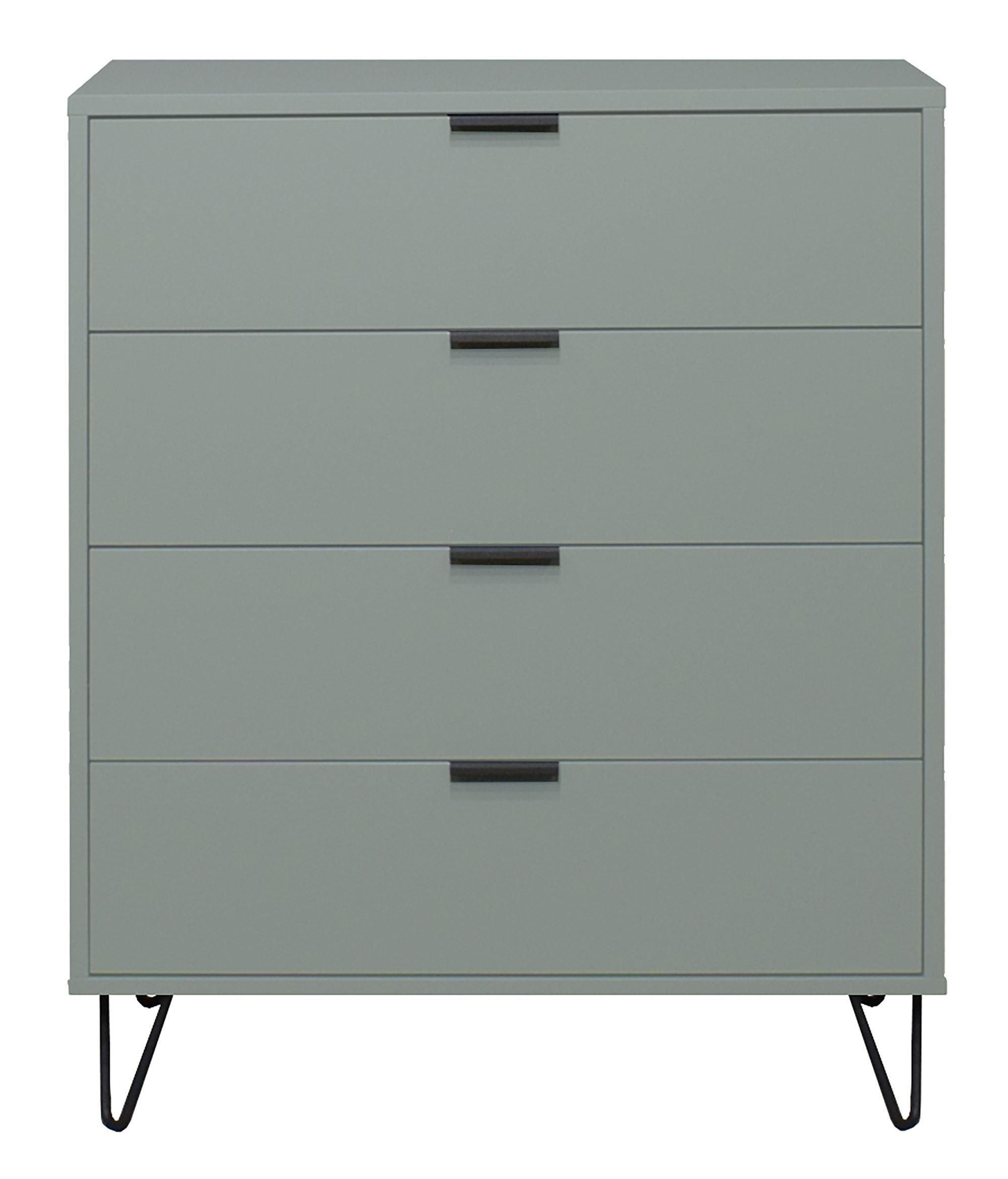 KOMMODE Erna 81x45x102 Pinie Green matt Lack - Grün, Holzwerkstoff (81/102/45cm) - 58aufmkessel