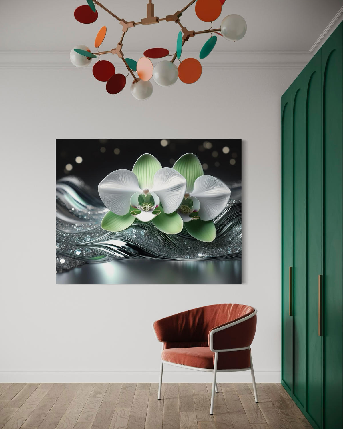 WANDBILD blume abstraktion orchidee - Silberfarben, Textil (60/40cm) - Feeby