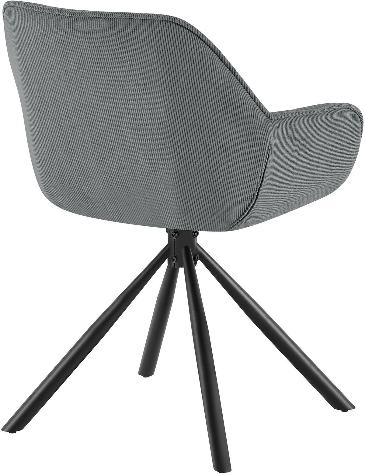 ARMLEHNENSTUHL Cord Grau - Schwarz/Grau, Textil/Metall (56/82/62cm) - CLP