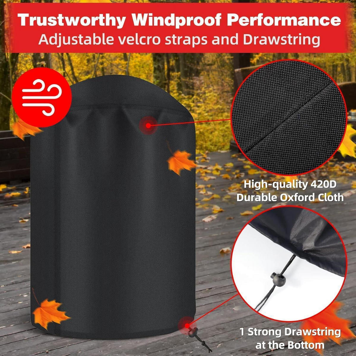 ABDECKHAUBE für Kugelgrill 71 x 68 cm 420D Oxford Stoff Wasserdicht - Schwarz, Textil (71/68/71cm)