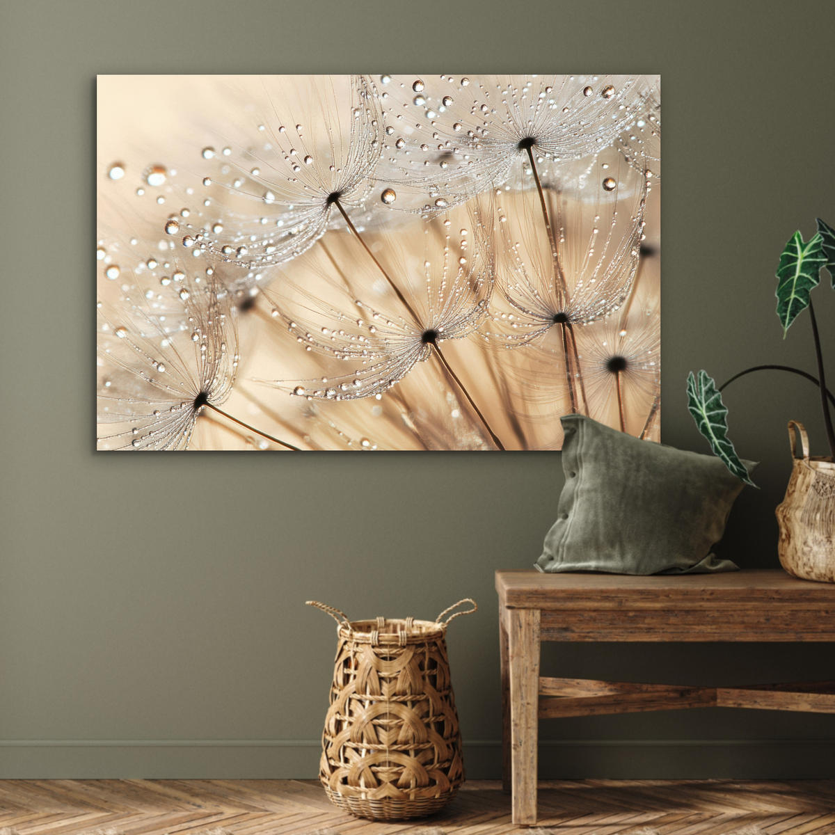 METALLBILD Löwenzahn - Abstrakt - Natur - Beige 120x80 cm - Braun, Metall (120/80cm) - MuchoWow