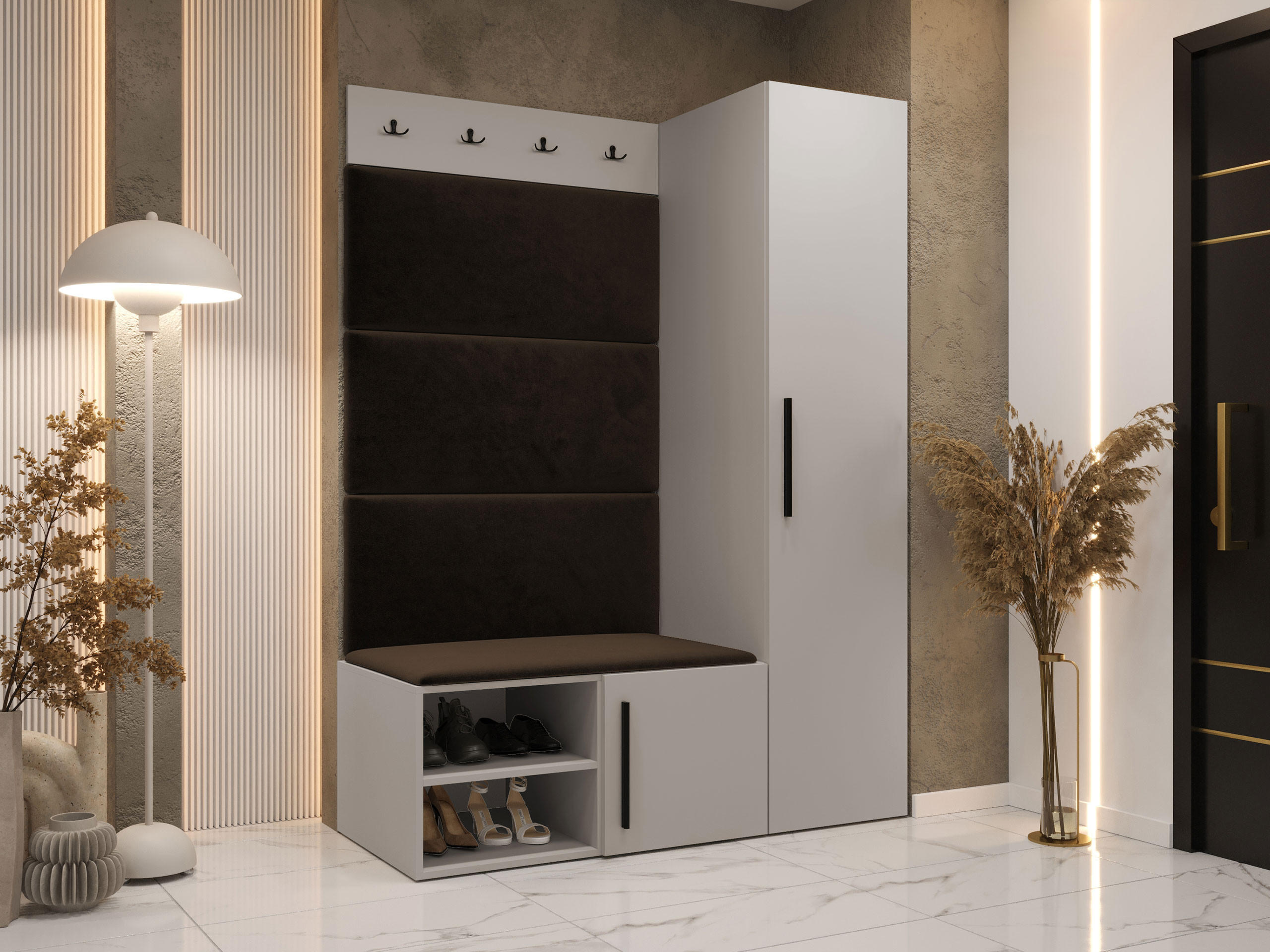 GARDEROBEN-SET Medi II - Kaschmir/Schwarz, Holzwerkstoff/Kunststoff (40/191/50cm) - MIRJAN24