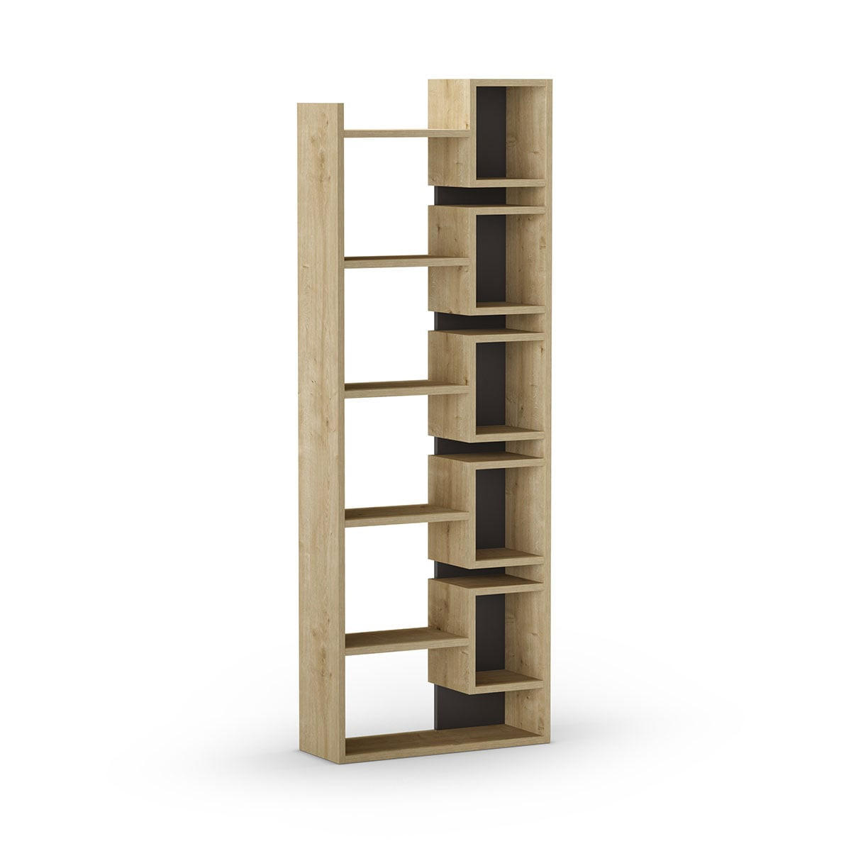REGAL Design H168,5 cm - Eladi - Eiche Bianco/Anthrazit, Holzwerkstoff (22/168.5/27.8cm) - Calicosy
