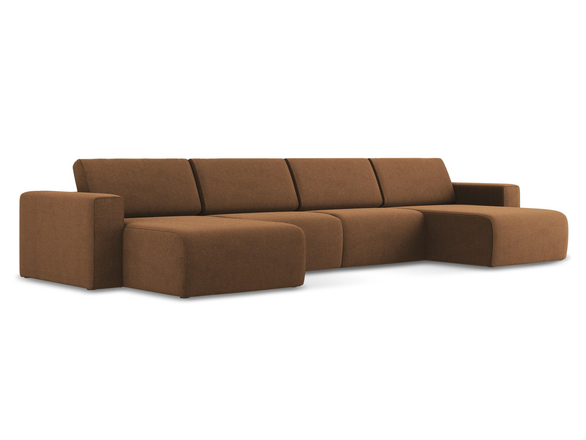 WOHNLANDSCHAFT Strukturstoff Stoff Orange - Beige/Terra cotta, Kunststoff/Textil (404/80/167cm) - Makamii