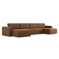 WOHNLANDSCHAFT Strukturstoff Stoff Orange - Beige/Terra cotta, Kunststoff/Textil (404/80/167cm) - Makamii