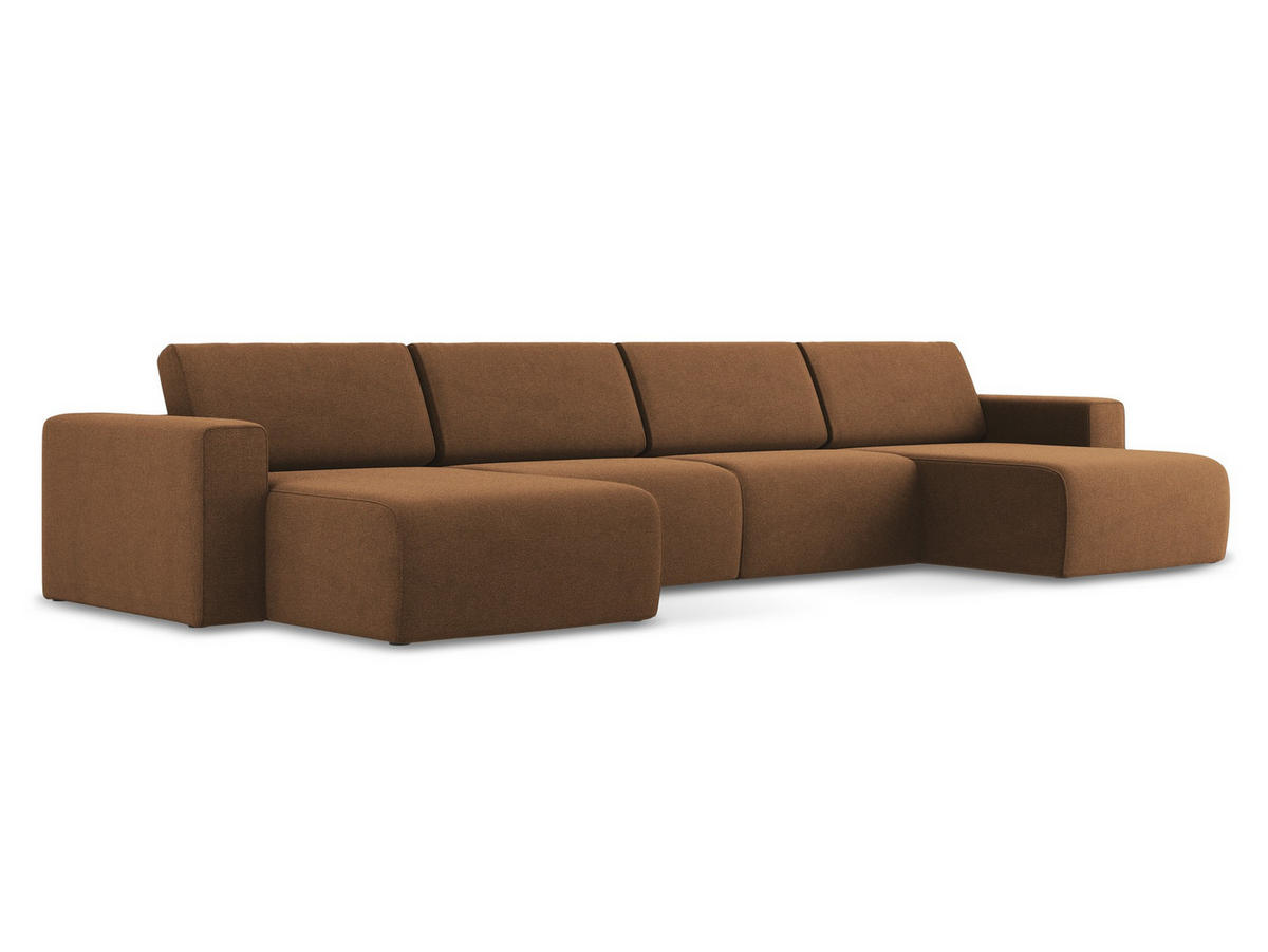 WOHNLANDSCHAFT Strukturstoff Stoff Orange - Beige/Terra cotta, Kunststoff/Textil (404/80/167cm) - Makamii