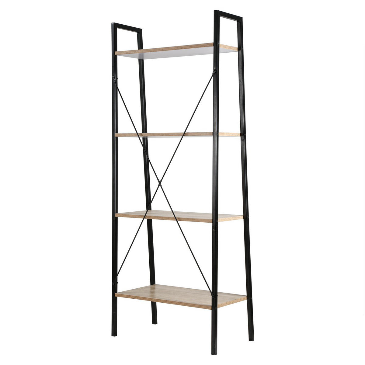 AUFBEWAHRUNGSREGAL mit 4 Ebenen im Industrial-Stil - L60 cm - Eschefarben, Metall (32.5/148/6.5cm) - Calicosy