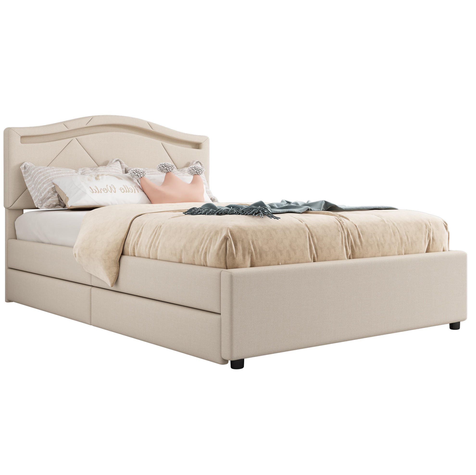 Okmyhome Polsterbett Beige
