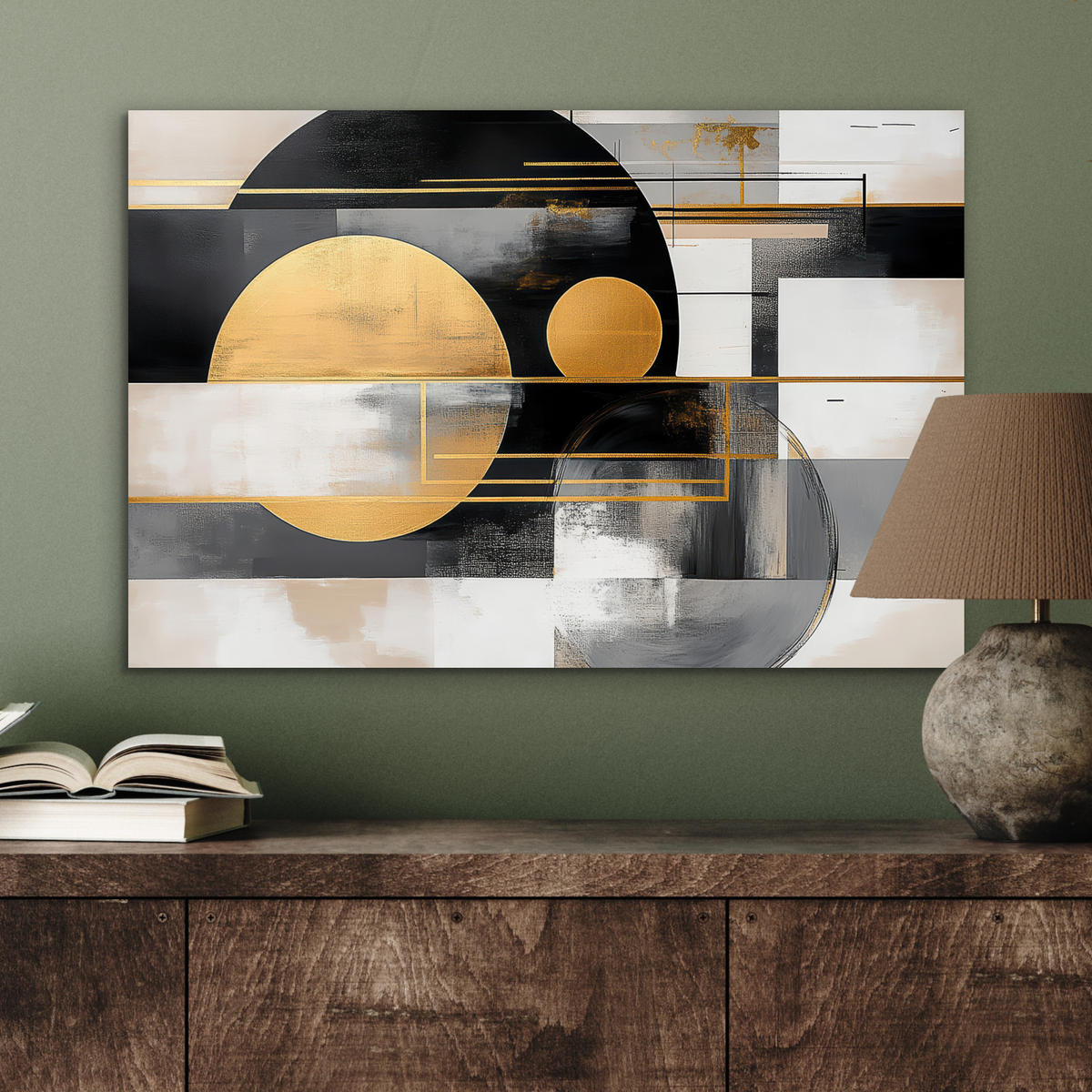 METALLBILD Abstrakt - Gold - Silber - Formen - Ästhetisch - Modern 60x40 cm - Goldfarben, Metall (60/40cm) - MuchoWow