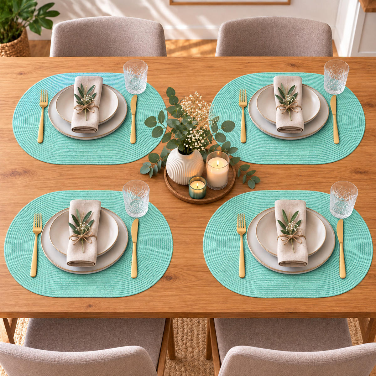 PLATZSET 4er Set Polypro Mint 45/30 cm - Mintgrün, Kunststoff (30/45cm) - TiborTex