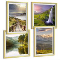 BILDER SET 4er Set - 50x50 cm & 40x60 cm Goldrahmen - Berglandschaften Wasserfall - Goldfarben, Kunststoff (50/50cm) - TULUP