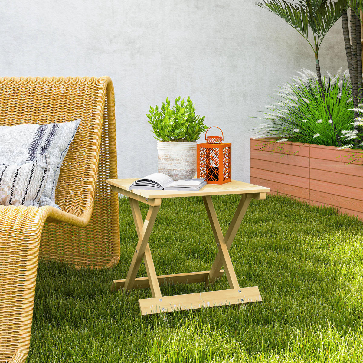 GARTENBEISTELLTISCH DE-14153 klappbar, Massivholz-Lattenrost, 40x43x40 cm Natur - Naturfarben, Holz (43/40/40cm) - ComfortXL