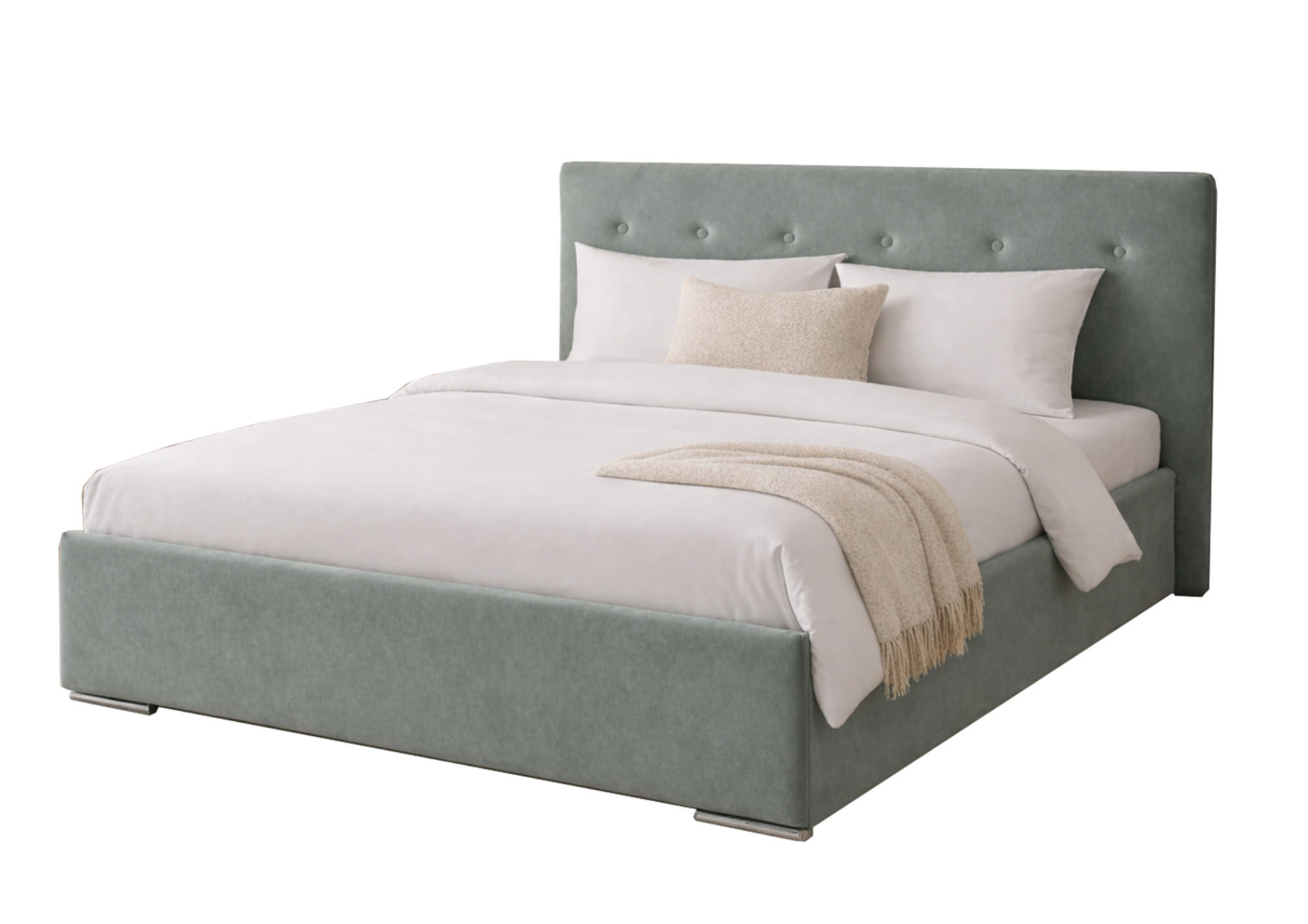 POLSTERBETT MILA 140 mit Lattenrost – Stoff Verso 72 - Hellgrün, Holzwerkstoff (140/200cm) - Kier Furniture