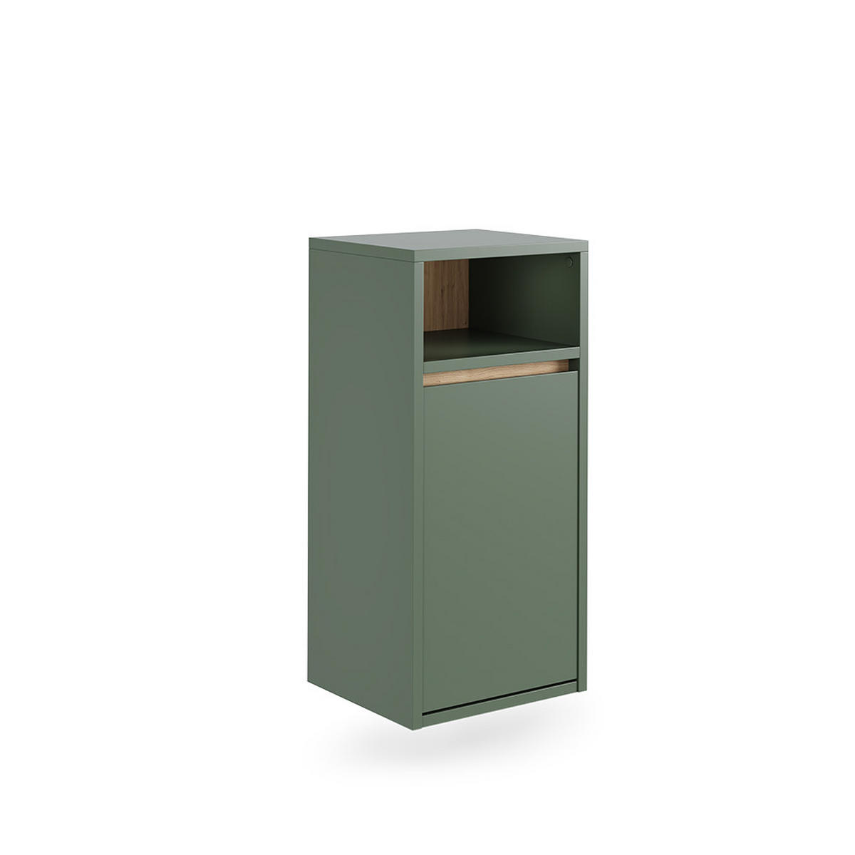 BADSCHRANK Viola Grün/Artisan 38 x 80 cm mit Wäschkorb - Eiche Artisan/Grün, Holzwerkstoff (38/80/33cm) - Vicco