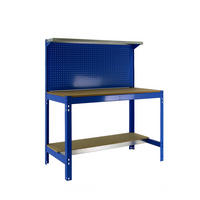WERKBANK BUFFALO mit Werkzeugwand und Ablage | HxBxT 84x150x61cm | Traglast 600kg | Blau - Blau, Metall (150/84/61cm) - PROREGAL