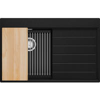 SPÜLBECKEN Sydney, 2-er set Schwarz 78/50 cm 1 Becken + Ablauf-Set + Küchenzubehörset ab 45er Unterschrank - Chromfarben/Beige, Kunststoff (78/20/50cm) - Primagran