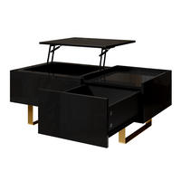 COUCHTISCH DE-37070 höhenverstellbar mit Schublade und U-Füßen Schwarz - Schwarz, Holzwerkstoff (100/50/54.5cm) - ComfortXL
