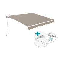 MONOBLOCK-MARKISE VECCHIO 3x2,5m – Weißes Gestell, taupefarbener Stoff mit Deckenbefestigung - Taupe, Textil (304/218/250cm) - Casanoov