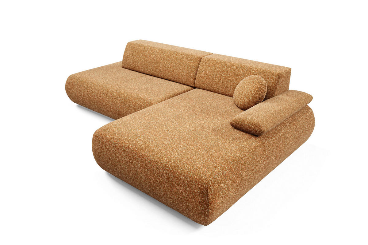 ECKSOFA DELTA R-S Braun Geflochtener Stoff mit Schlaffunktion - Braun, Holz (286/173.5cm) - MASSENO