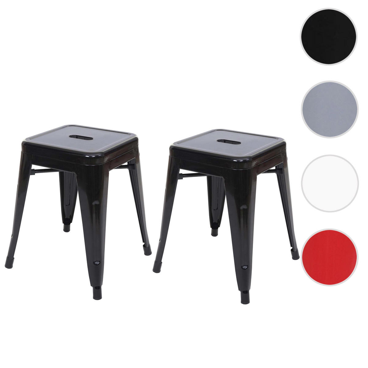 HOCKER Schwarz 2er-Set - Schwarz, Metall (39/46/39cm) - MCW