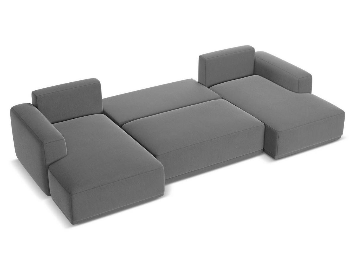 WOHNLANDSCHAFT Samt Stoff Grau - Schwarz/Grau, Kunststoff/Textil (333/91/160cm) - Makamii
