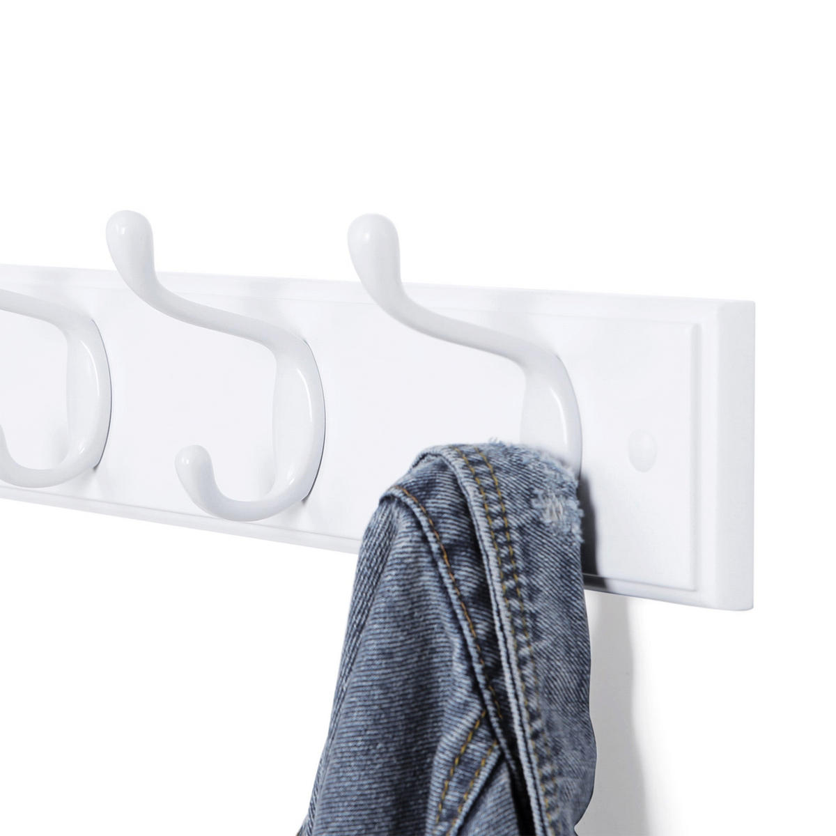 WANDGARDEROBE MIT METALLHAKE - Weiß, Holzwerkstoff (9/7/40cm) - Hansiro