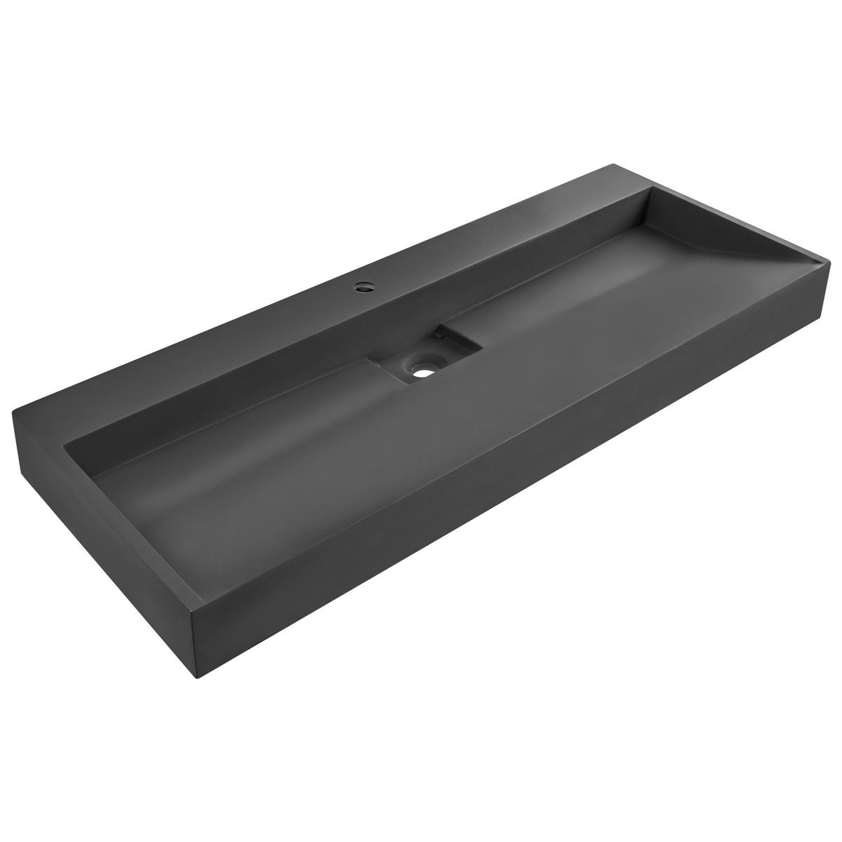 HÄNGEWASCHBECKEN Schwarz 120/46 cm Mineralguss Quenko - Schwarz, Naturmaterialien (120/12/46cm) - Beliani