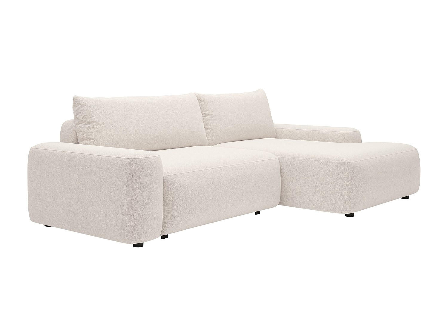ECKSOFA mit Schlaffunktion - Ecke rechts - melierter Stoff - Cremefarben - DAVISO - Creme, Textil (264/162cm) - Vente-Unique