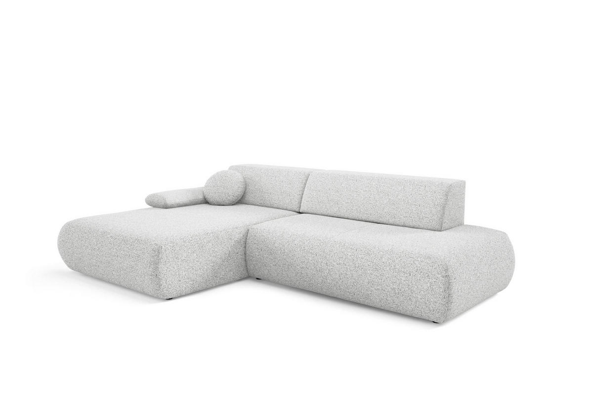 ECKSOFA DELTA L-S Hellgrau Geflochtener Stoff mit Schlaffunktion - Hellgrau, Holz (286/173.5cm) - MASSENO