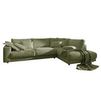 ECKSOFA MADELINE Grün Cord - Schwarz/Grün, Kunststoff/Textil (325/224cm) - KAWOLA